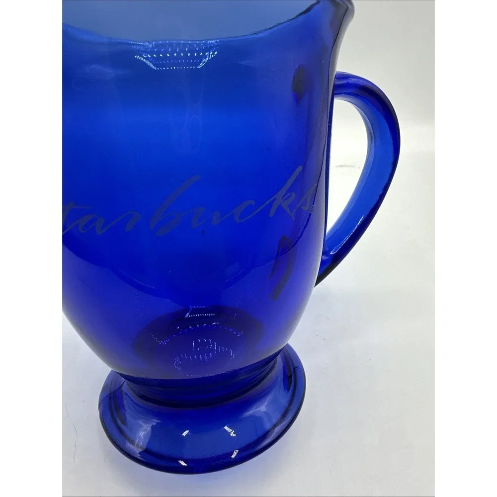 Dark Blue Glass Starbucks Footed Coffee Cup 5